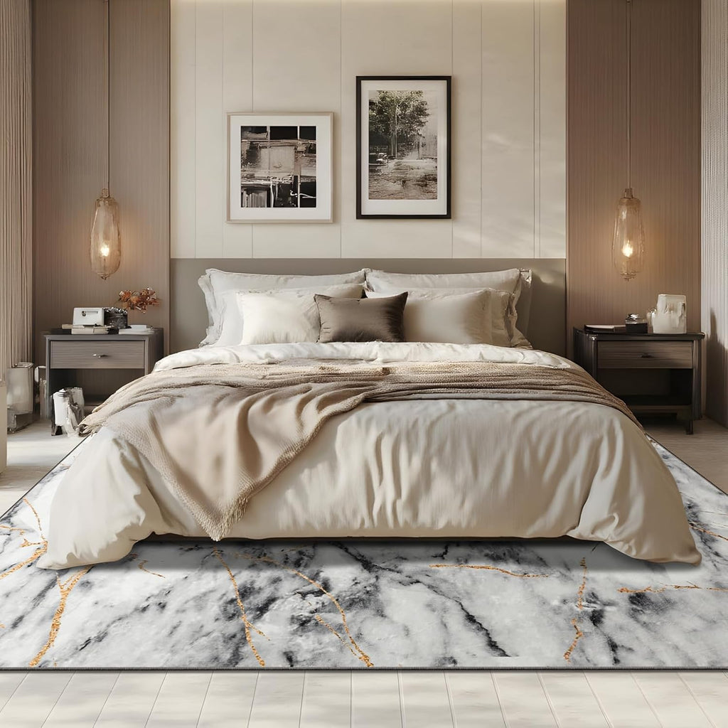 Living Room Rug Washable Abstract Rugs with Non-Slip Backing Low Pile Area Rug for Living Room, Bedroom, Dining Room