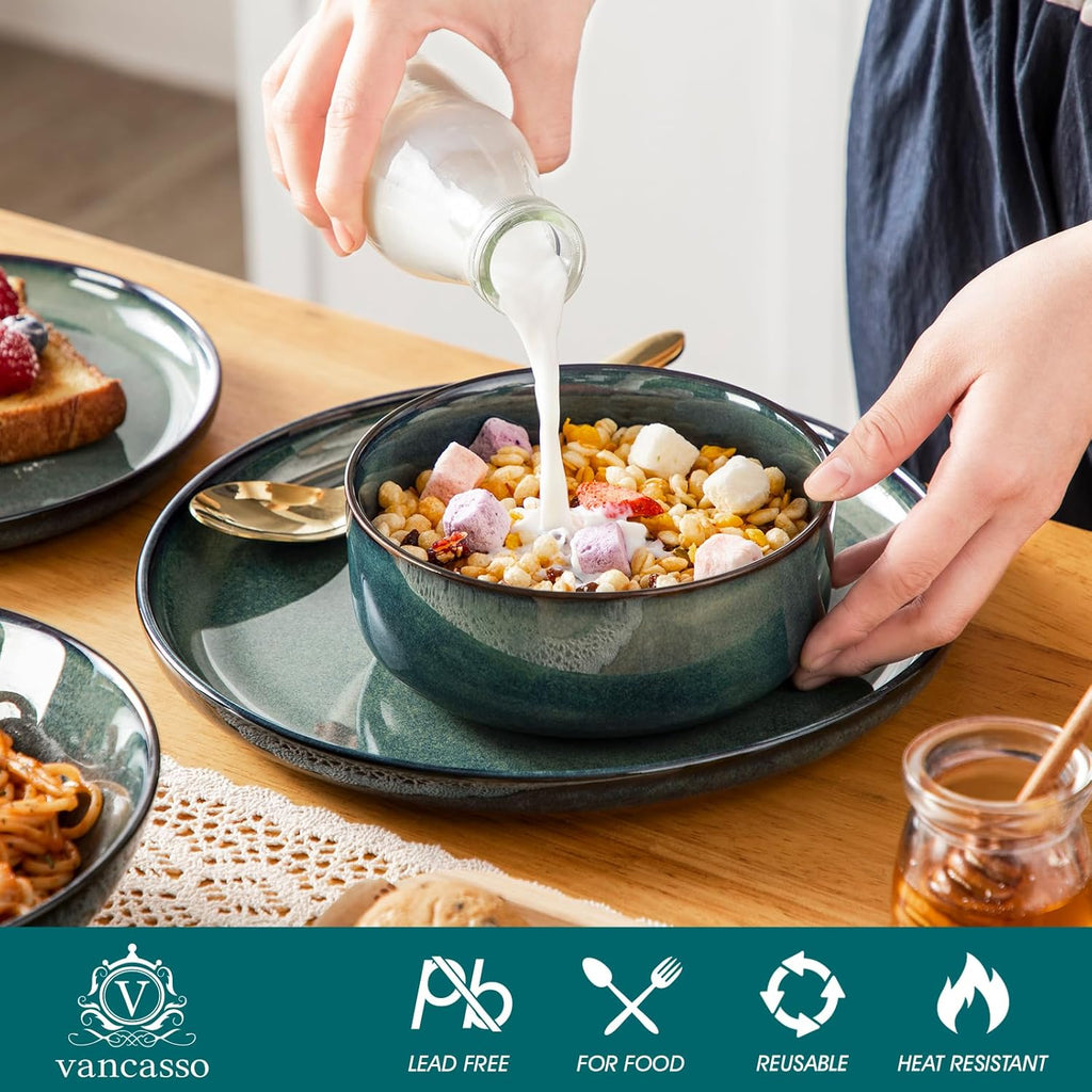 Starry Plates and Bowls Sets for 6, 24 Pieces Dinnerware Sets