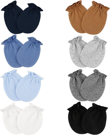 8 Pairs Baby Mittens No Scratch, Cotton Infant Gloves