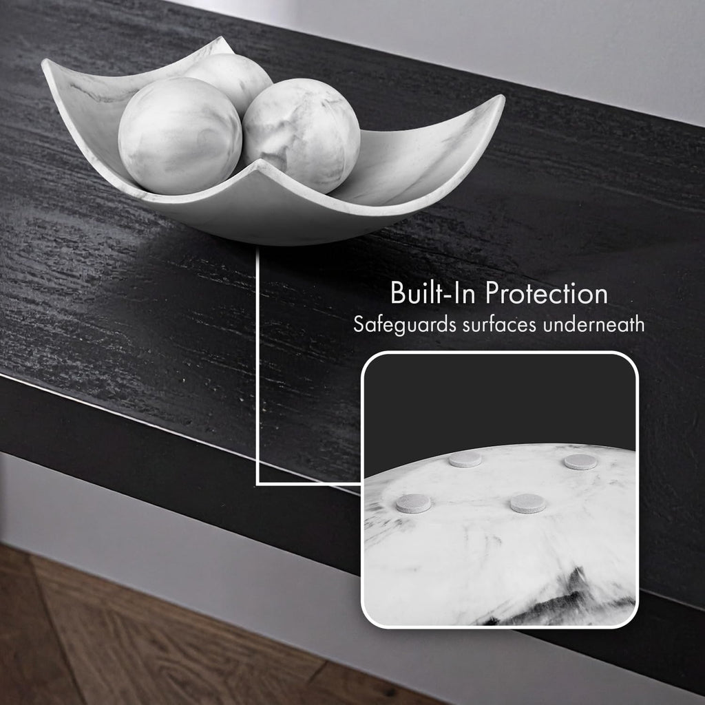 White Marble Look Coffee Table Decor for Living/Dining Room, Modern White Catch-All Key Dish Decor , Decorative Bowl