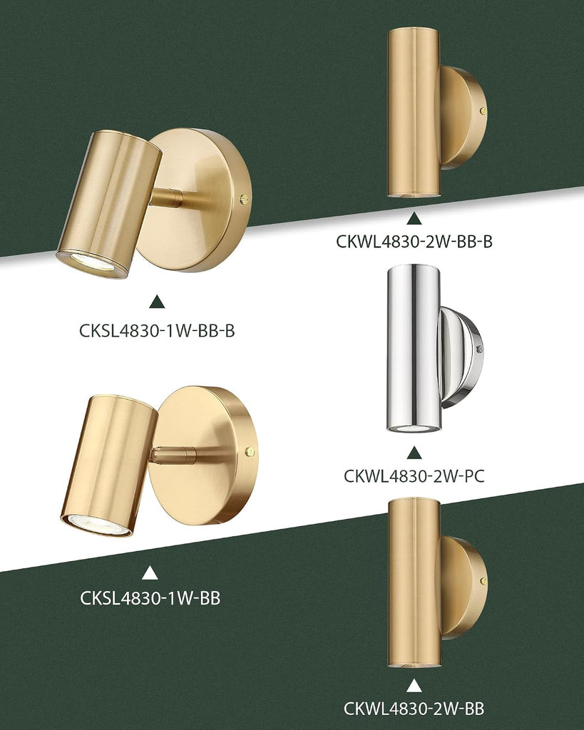 Gold Wall Sconce, Modern Wall Light Fixture, LED Track Lighting with GU10 Bulb for Bedroom Entryway Bathroom