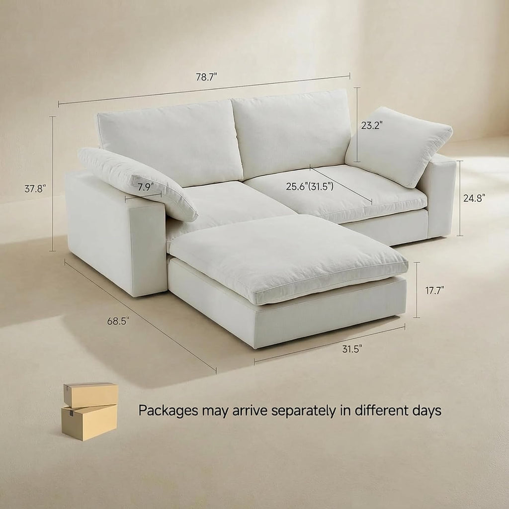 Modular Cloud Couch Sectional Sofa Oversized 31.5" Deep Seat Comfy Couch Sofas with Washable Cloud Couches Loveseat