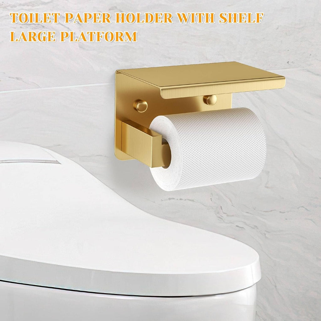 Brushed Gold Towel Bar Set 5 Pieces Bathroom Hardware Accessories Set,Upgraded Toilet Paper Holder with