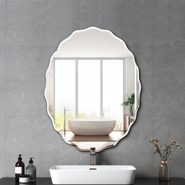 20x28 Inch Frameless Oval Wall Mirror Sink, Minimalist Bathroom Vanity Mirror with Beveled Edge, Modern Mirrors for