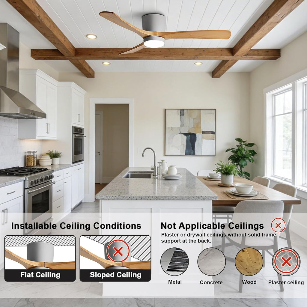 56in Quiet Ceiling Fans with Lights Modern Remote Ceiling Fan Light 6 Gear Wind Speed Ceiling Fans Grey 28W LED