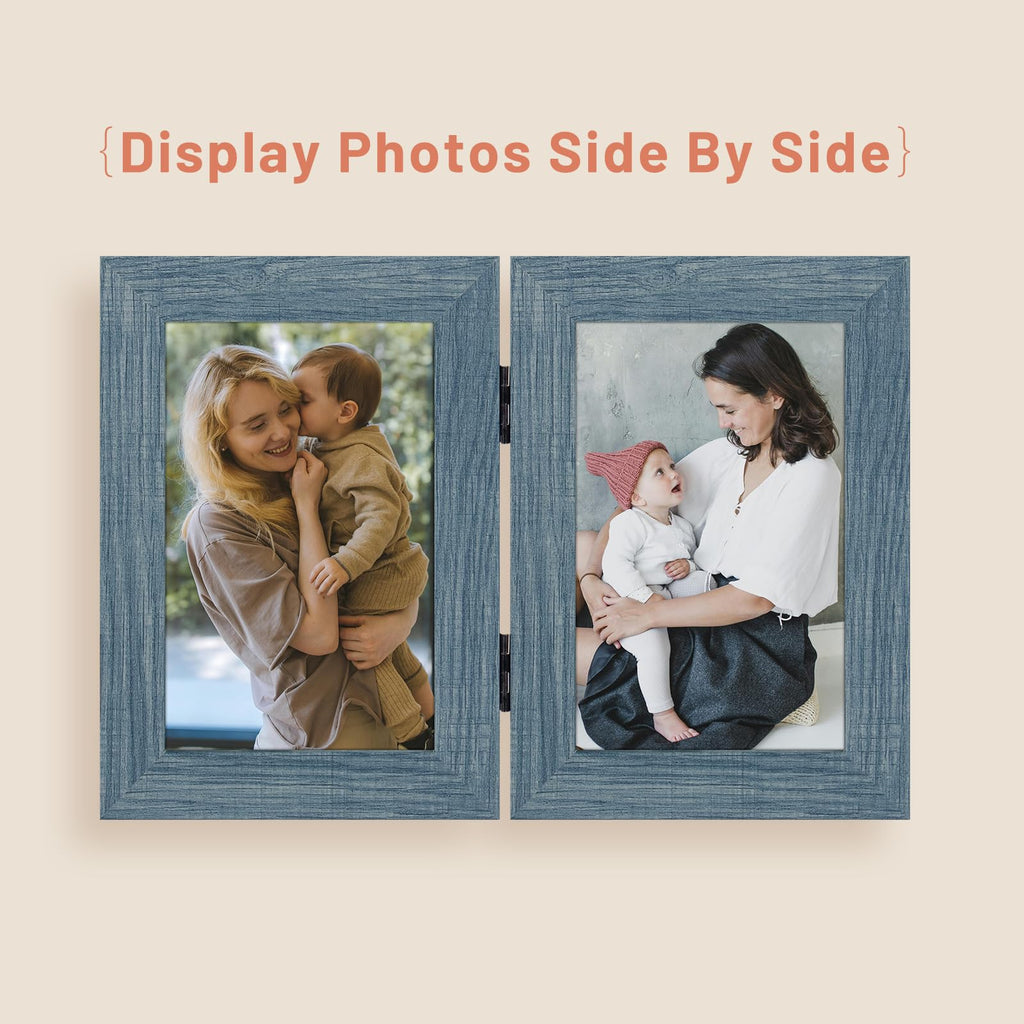 4x6 Double Picture Frame Blue, 1 Pack