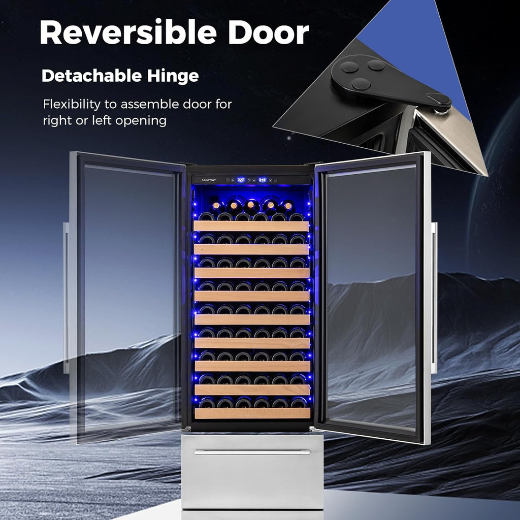 24 Inch Wine and Beverage Refrigerator, Dual Zone Beverage Cooler with Independe