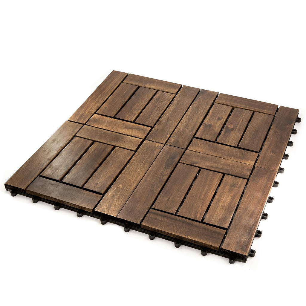 Acacia Wood Deck Tiles 12x12 Inch Interlocking Outdoor Flooring for Patio Balcony Garden Natural Wood Patio Tiles with