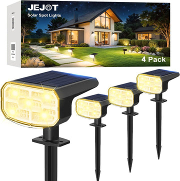Solar Spot Lights Outdoor Waterproof,4 Pack,2 Lighting Modes Solar Spotlights, Solar Lights for Yard Garden Lawn