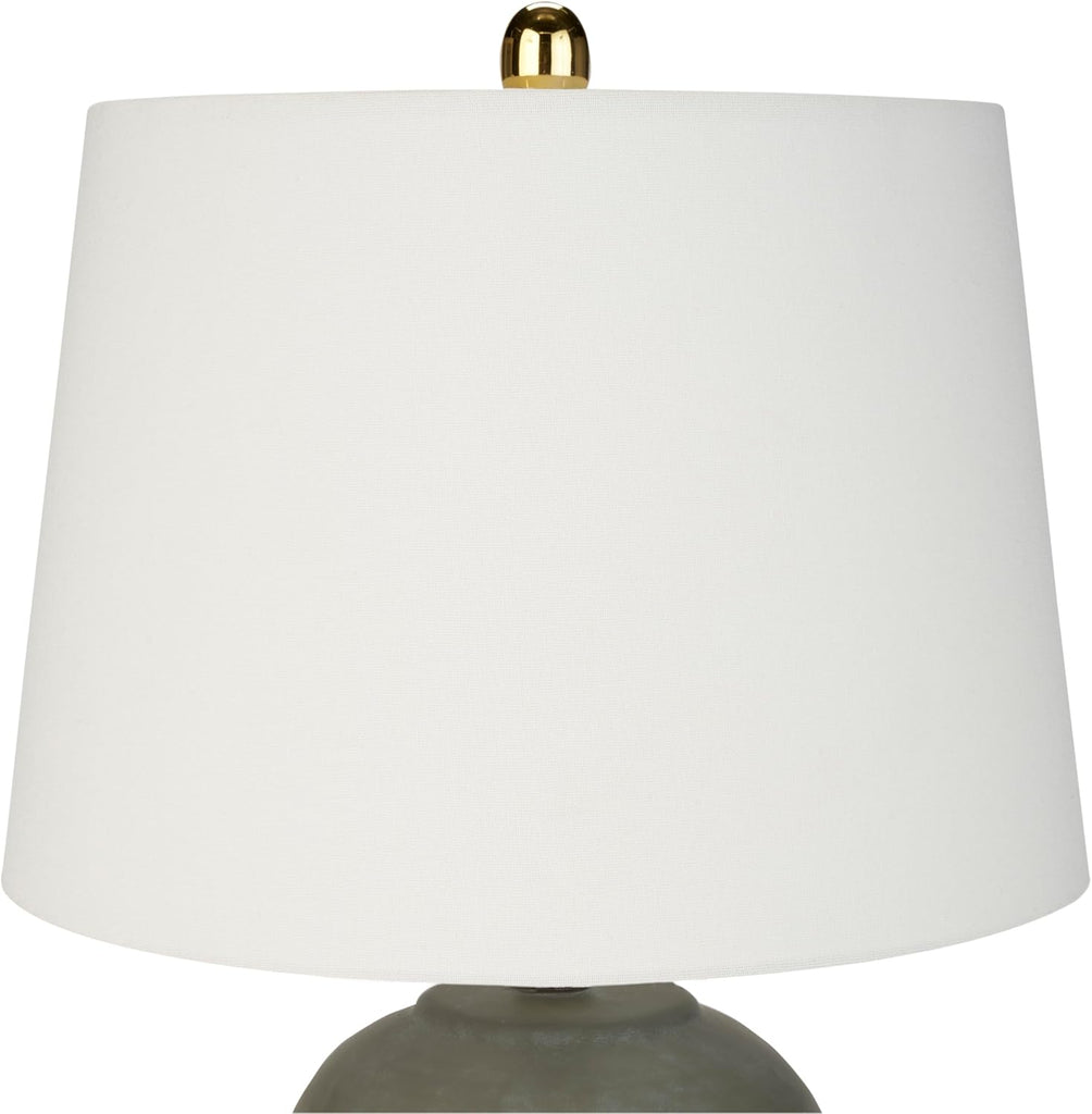 Home 23" Olive Green Ceramic Pot Table Lamp, Dining Office, with White Tapered Drum Shade
