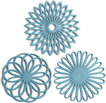Silicone Trivet Mat - Non-Slip & Heat Resistant Modern Kitchen Hot Pads for Table & Countertop - Trivet - Set of 3