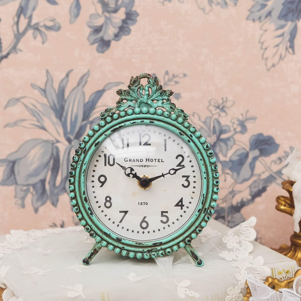 HOME Antique Table Clock Silent Non-Ticking