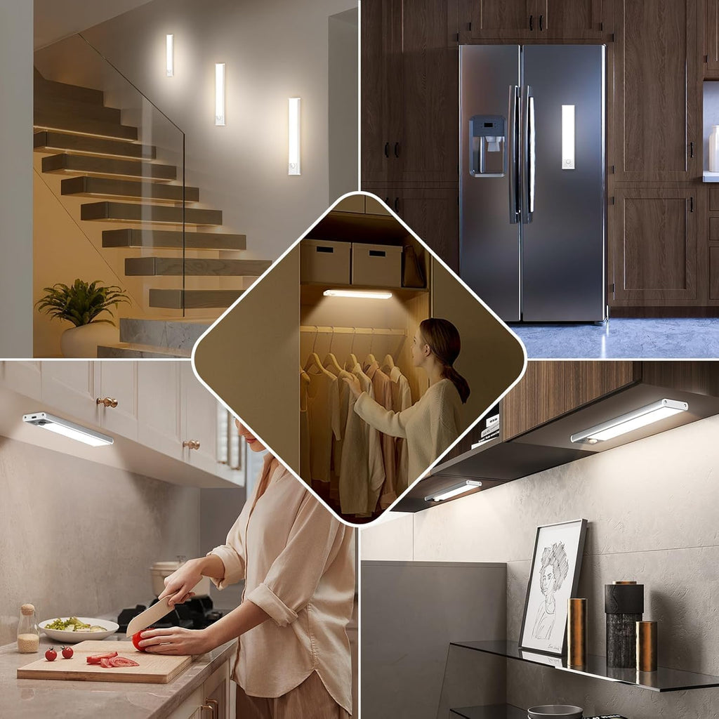 Under Cabinet Lights, 2500mAh 12 Inch Motion Sensor Rechargeable Battery Operated Wireless Under Counter Lights