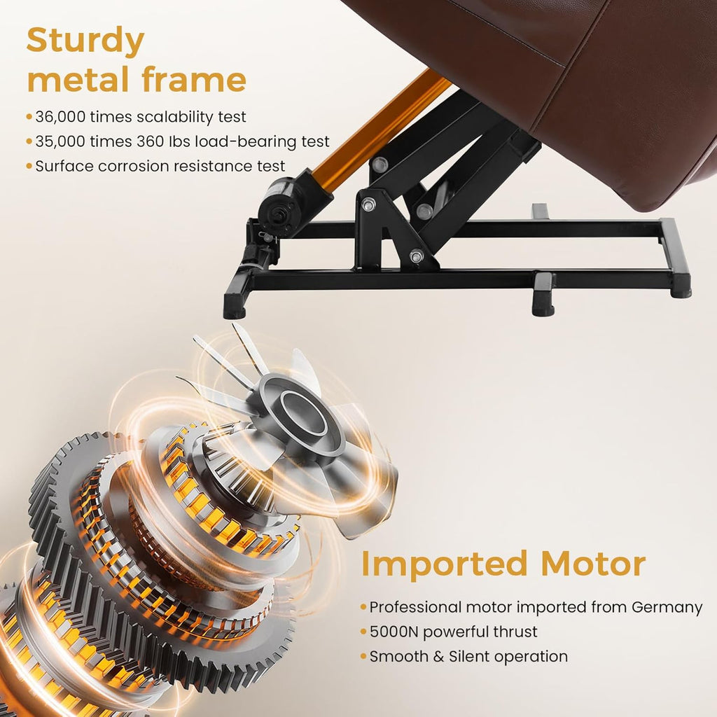 Power Lift Recliner Chair for Elderly & Seniors, Breathable Leather Electric Recliner with Vibration Massage & Lumbar
