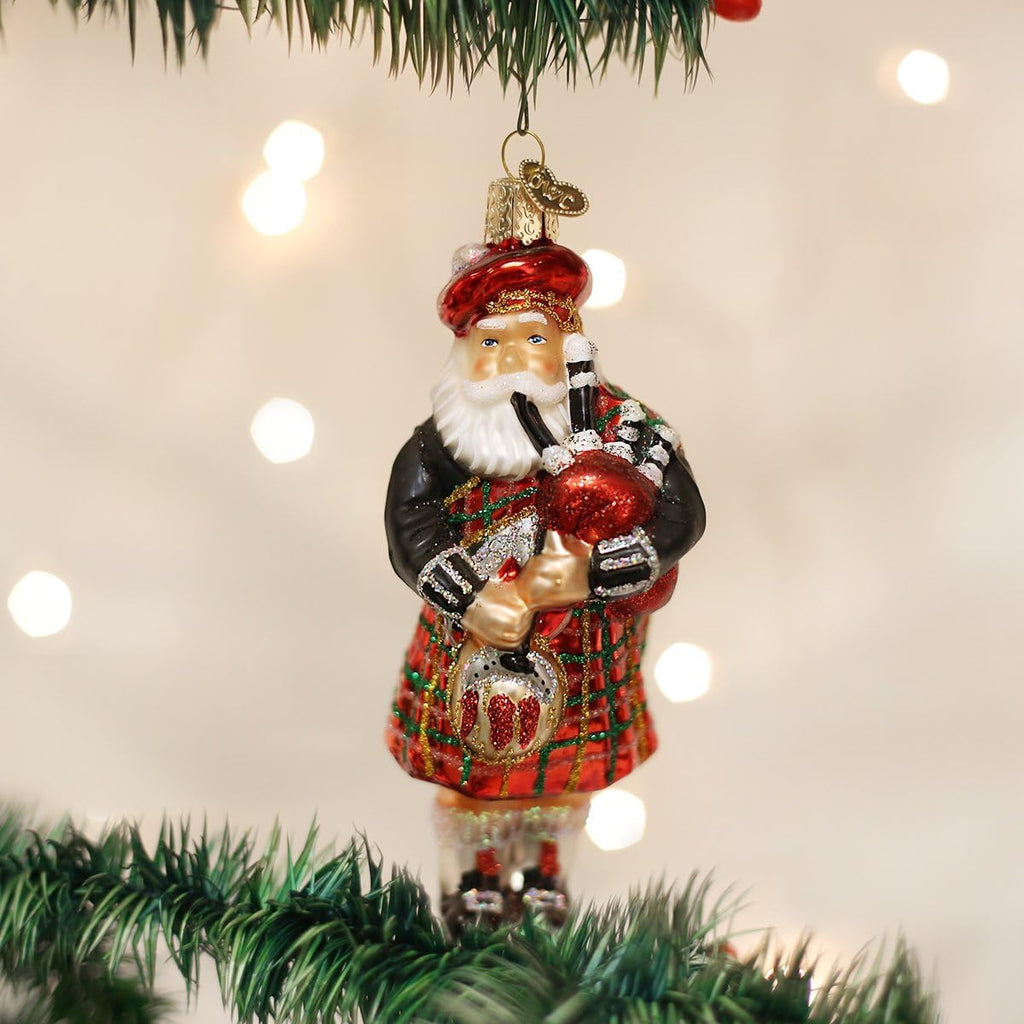 Ornaments: Assortment of Santas Glass Blown Ornaments, Highland Santa 5 Inches
