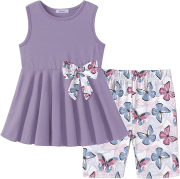 Toddler Girl Summer Clothes Sleeveless Top Dress Bike Shorts Set