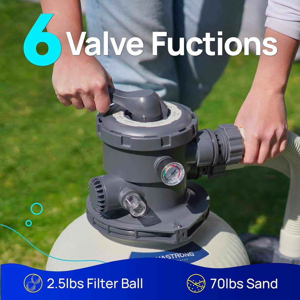 14in Sand Filter Pump for Above Ground Pool with Timer, 2/3 HP Pool Pumps Above Ground 3000 GPH for Pools up to 13000