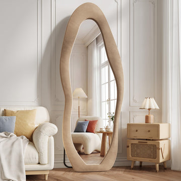 Full Length Mirror 71"x30", Irregular Flannel Floor Mirrors