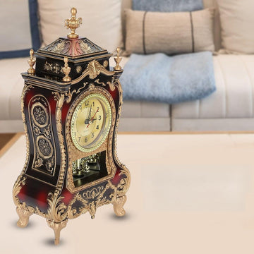 Yctze Vintage Table Clock, Decorative Plastic Alarm Clock for Home Hotel, Large Carriage Clock Ideal for Mantelpiece, Living Room, Table...