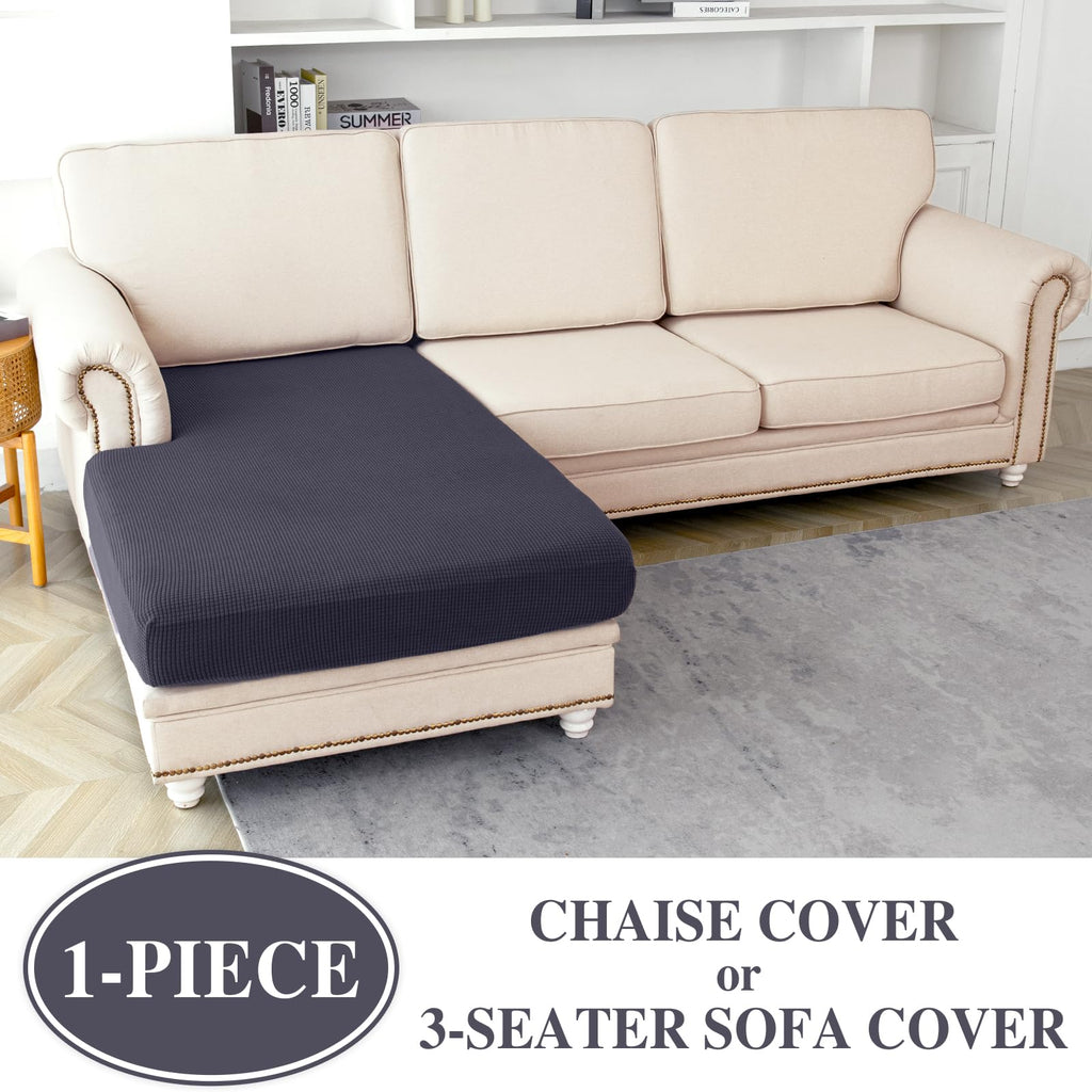 Chaise Couch Cushion Cover Washable Separate Seat Stretch Sectional Sofa Slipcover (1 Piece for Chaise or Sofa