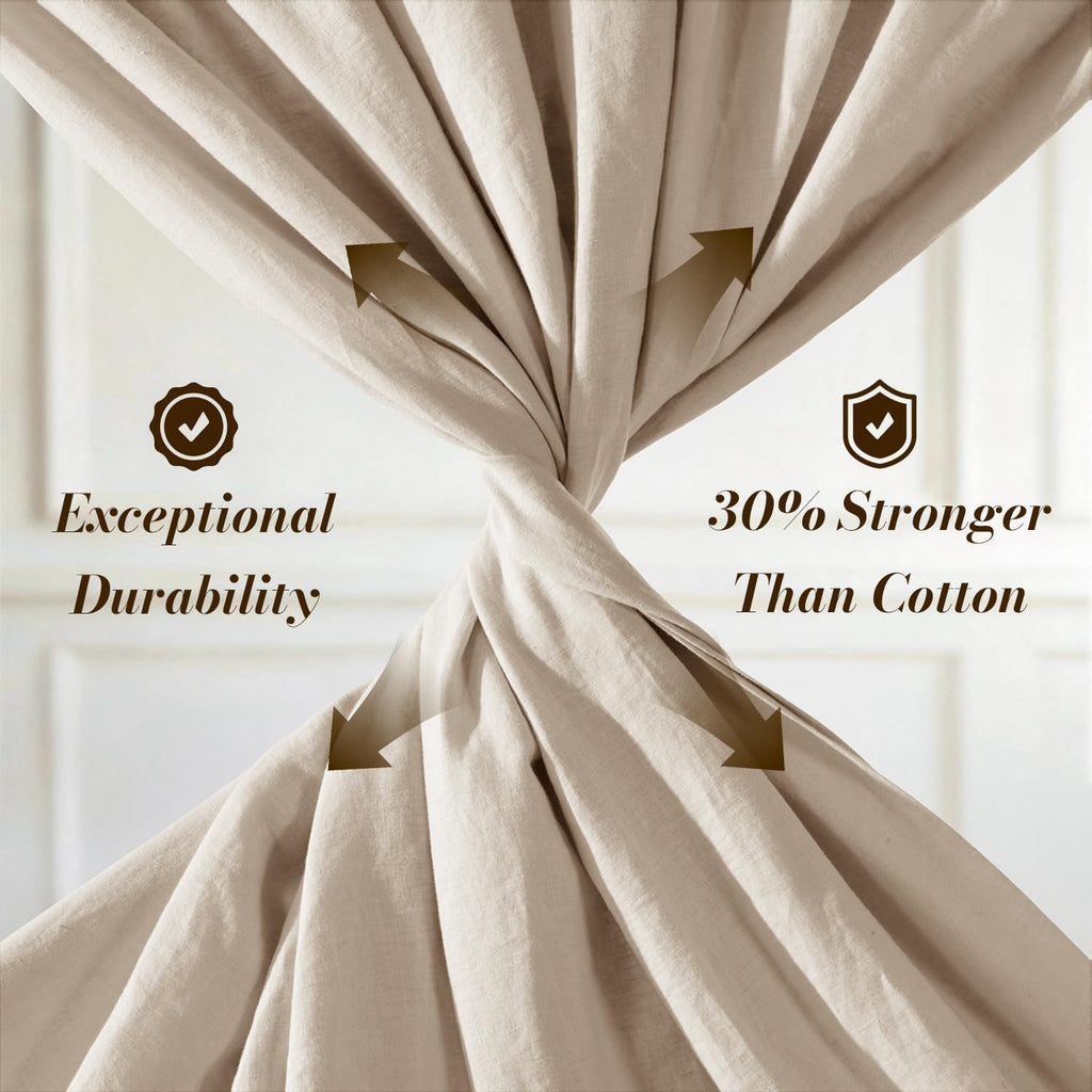 100% French Linen King Sheets Set,Natural Flax Bedding