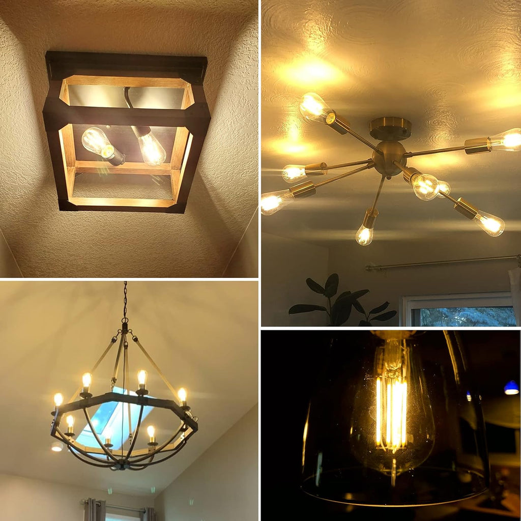 LED Light Bulbs Dimmable Vintage Edison Bulb, E26 LED Bulb 60W Equivalent 720 Lumens, Warm White 2700K, ST58 Antique (Pack Of 4)