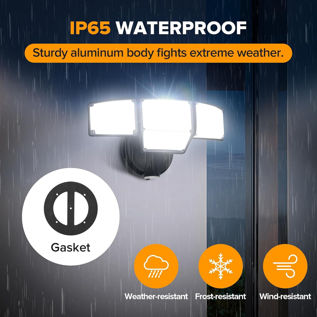 80W Dusk to Dawn Flood Lights Outdoor, 9000LM Super Bright LED Security Light with Photocell, IP65 Waterproof, 5000K