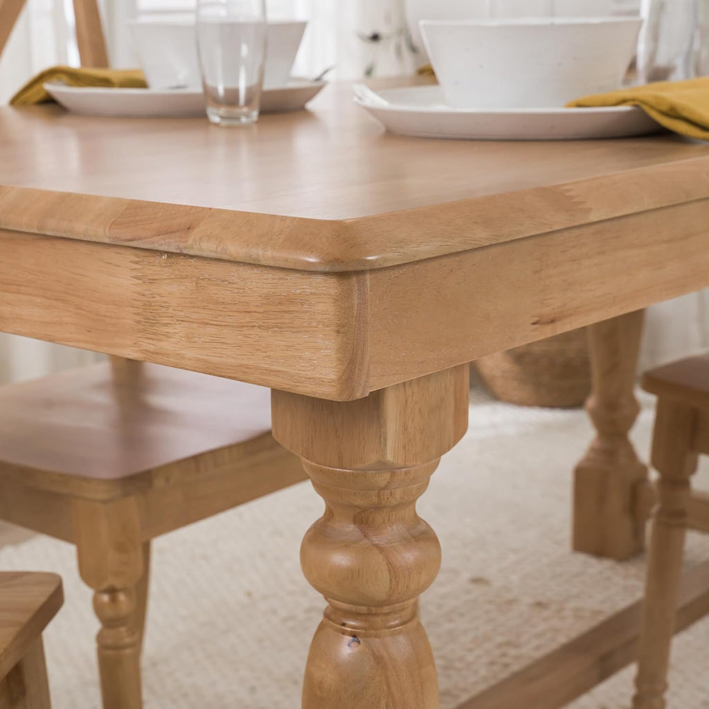 67-Inch Dining Table for 4-6 People, Squire Trestle Farmhouse Rectangular Wood Dining Room Table, Kitchen, Living