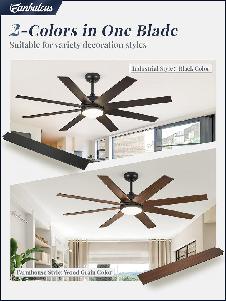 60" Ceiling Fan with LED Light and Remote - Classic Black