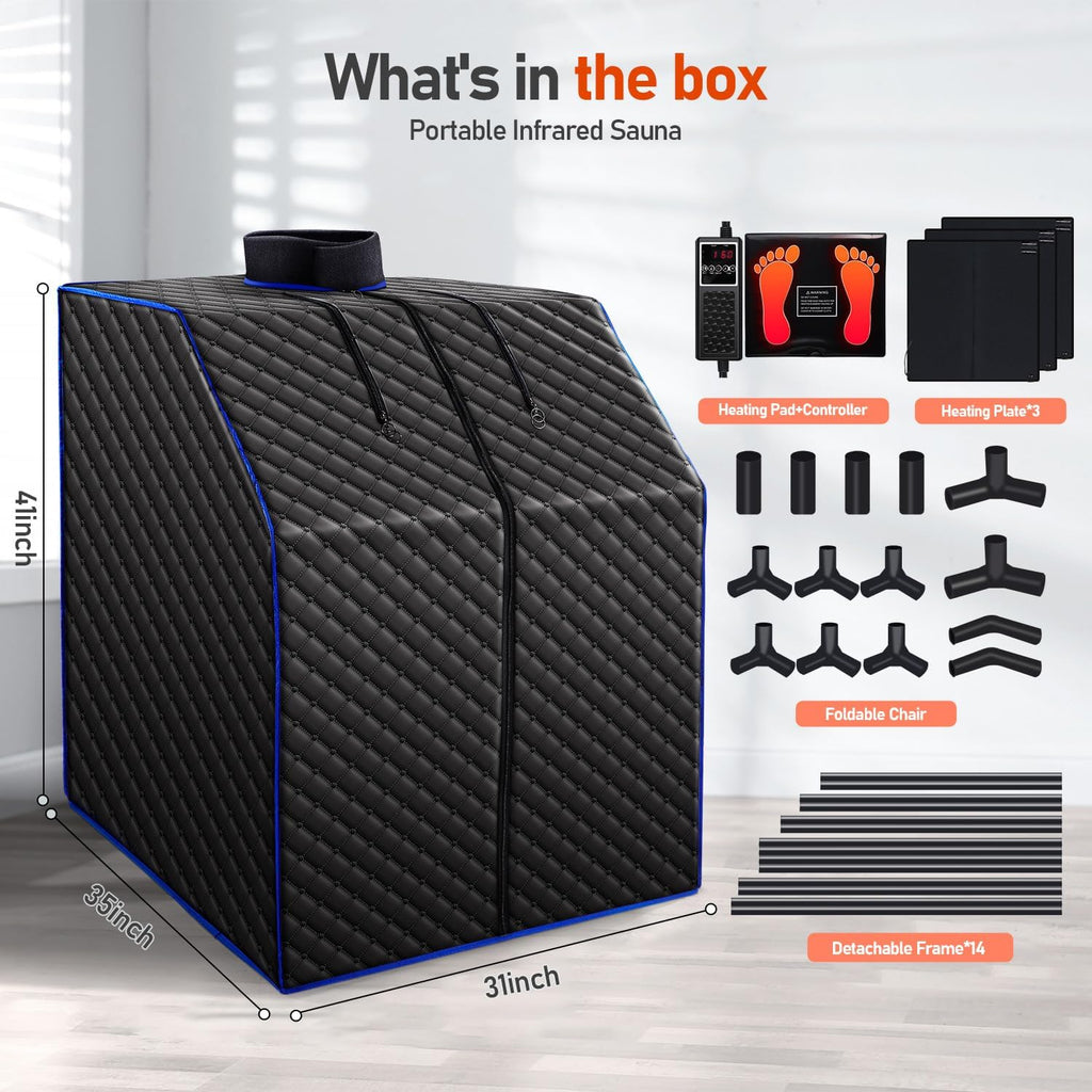 Infrared Sauna Box for Home, Portable Personal Dry Sauna for Relaxation, Detoxification, Carbon Crystal Heating