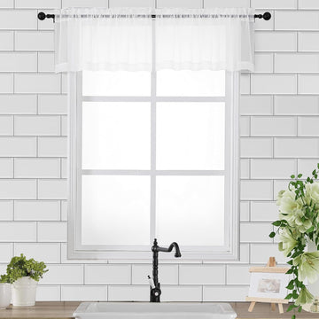 White Sheer Curtains 45 Inch Long 2 Panels, Short Voile Drapes for Dinning Small Windows Bathroom Living Room