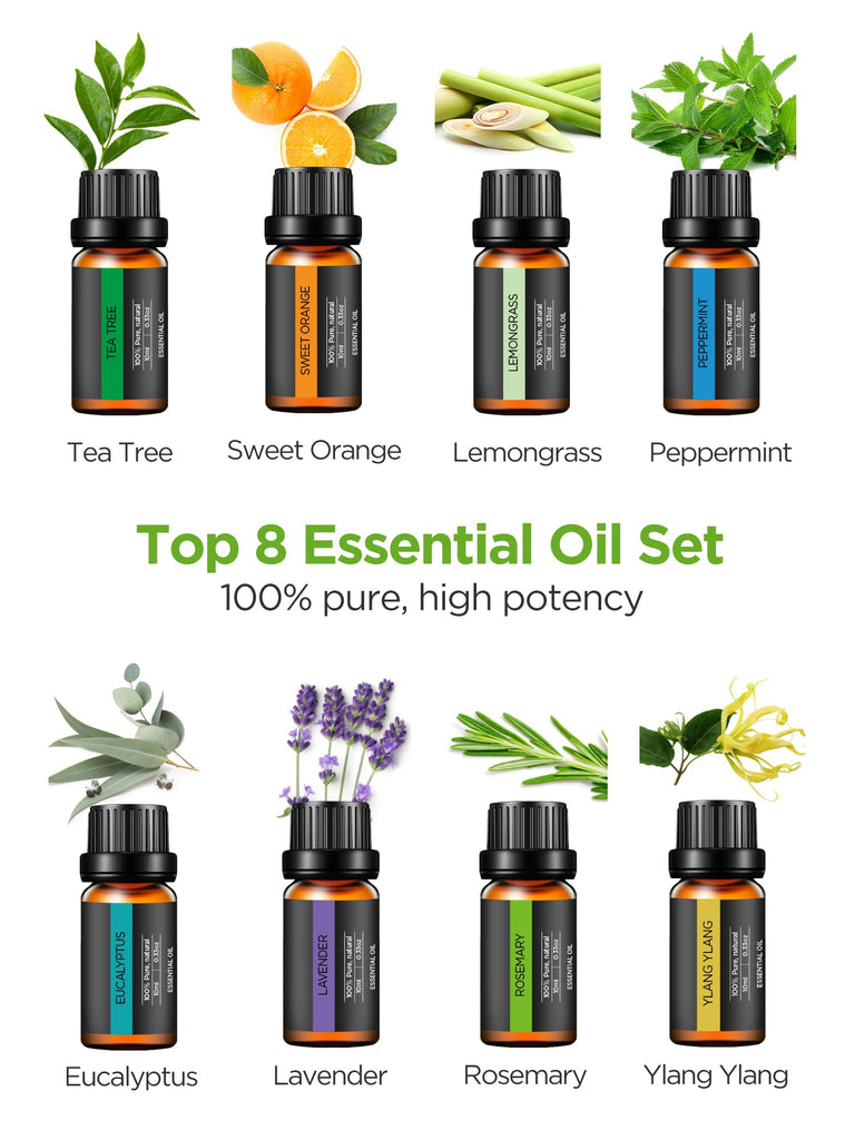 300ml Aromatherapy Essential Oil Diffuser 8 Oils Gift Set