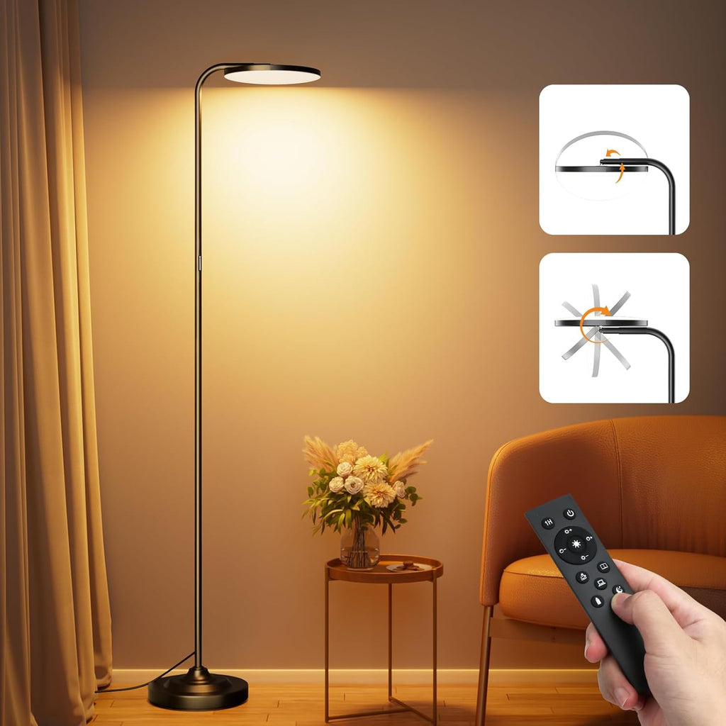 36W LED Floor Lamp, Super Bright Standing Lamp, Modern Stepless Dimmable Torchiere Tall Lamp with Re