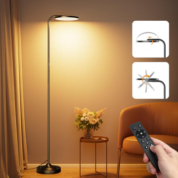 36W LED Floor Lamp, Super Bright Standing Lamp, Modern Stepless Dimmable Torchiere Tall Lamp with Re