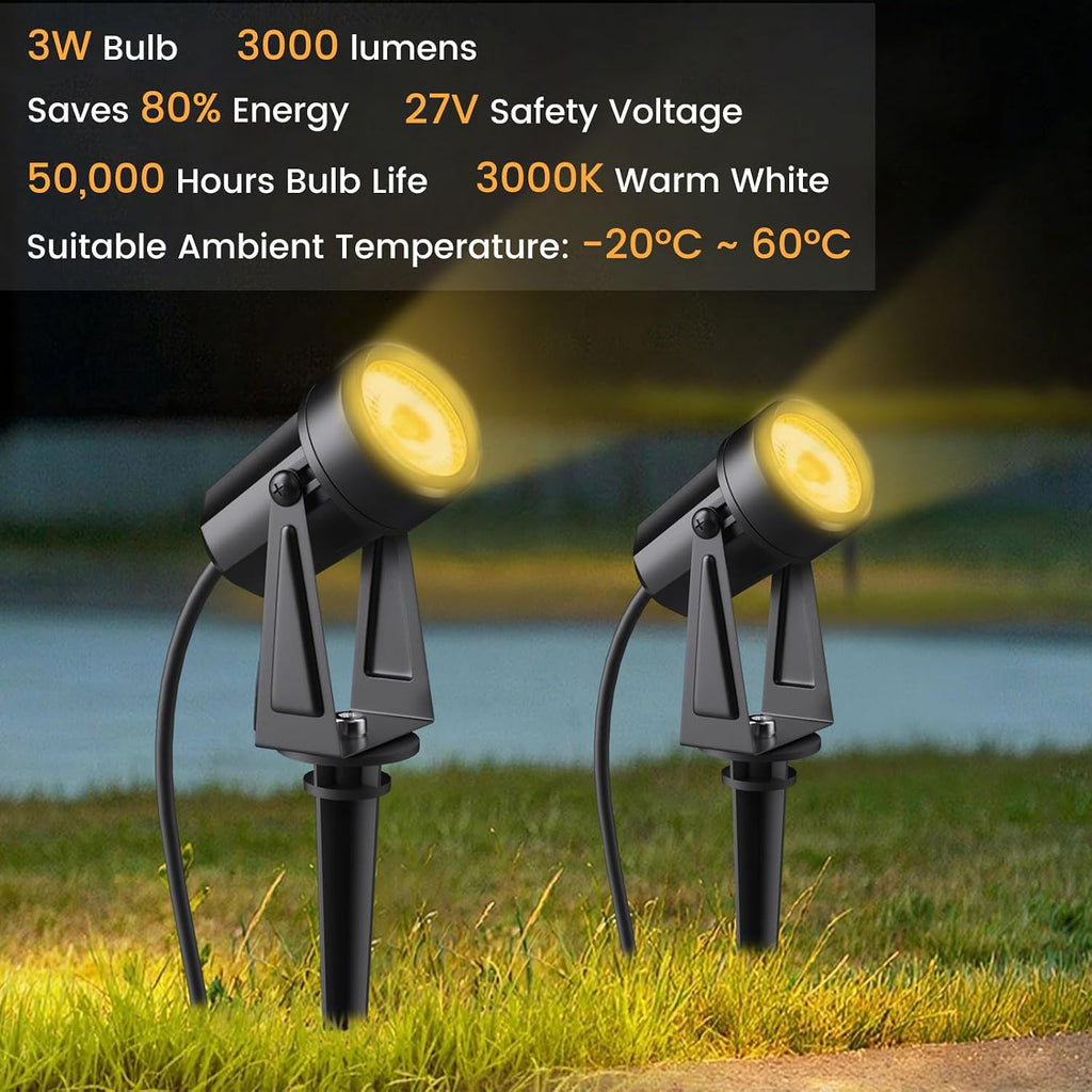 Low Voltage Landscape Lighting,10 Pack Outdoor LED Landscape Spotlights with Transformer 27V Garden Lights Pathway