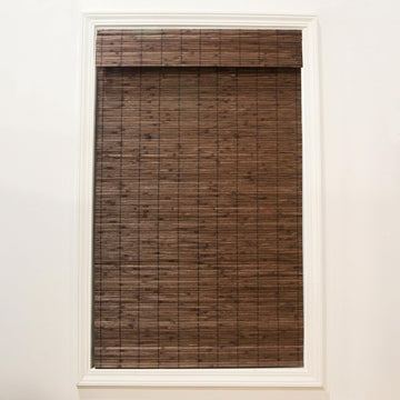 Cordless Bamboo Roman Shades for Windows - Flatstick Bamboo Blinds for Semi-Private Light Control - Easy to Lift & Fold Up Window Shades - Cocoa - - (2216300E)