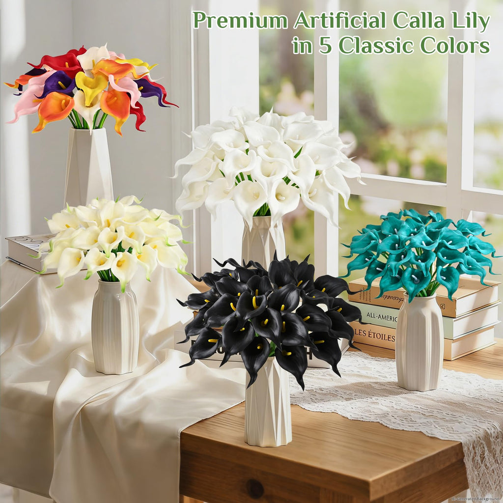 36 Pcs Creamy White Calla Lily Artificial Flowers Wedding Bouquet