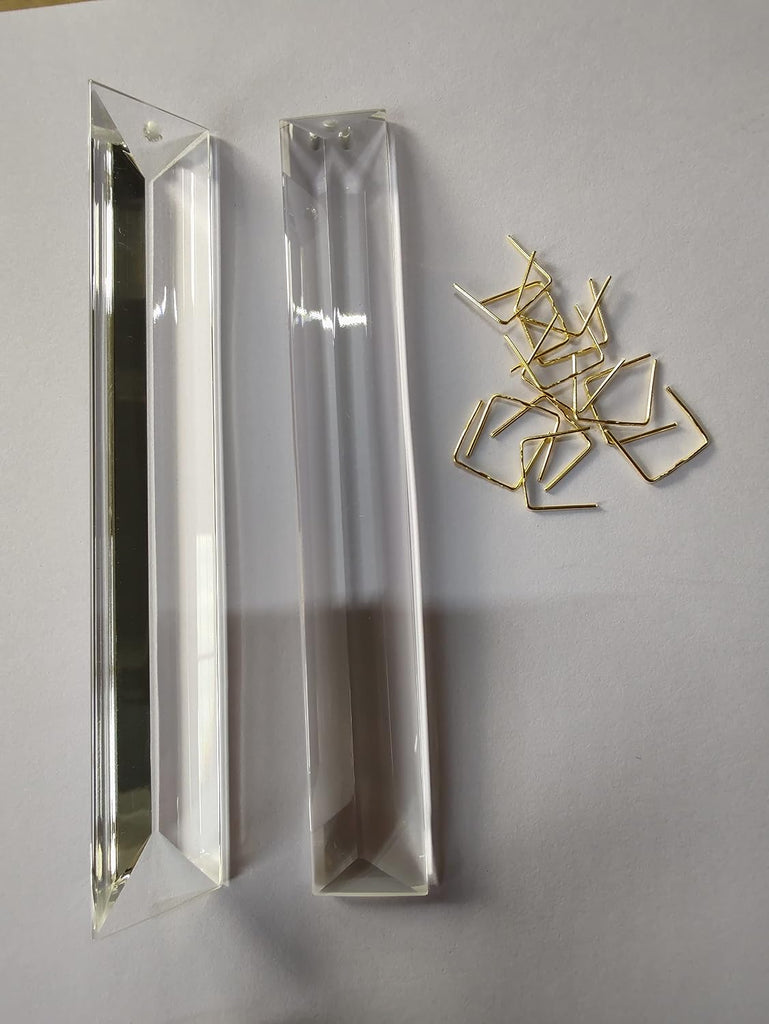12 Pieces Chandelier Crystals Replacement K9 Crystal Prisms with Hooks for Crystal Chandeliers Metal Clip Crystal