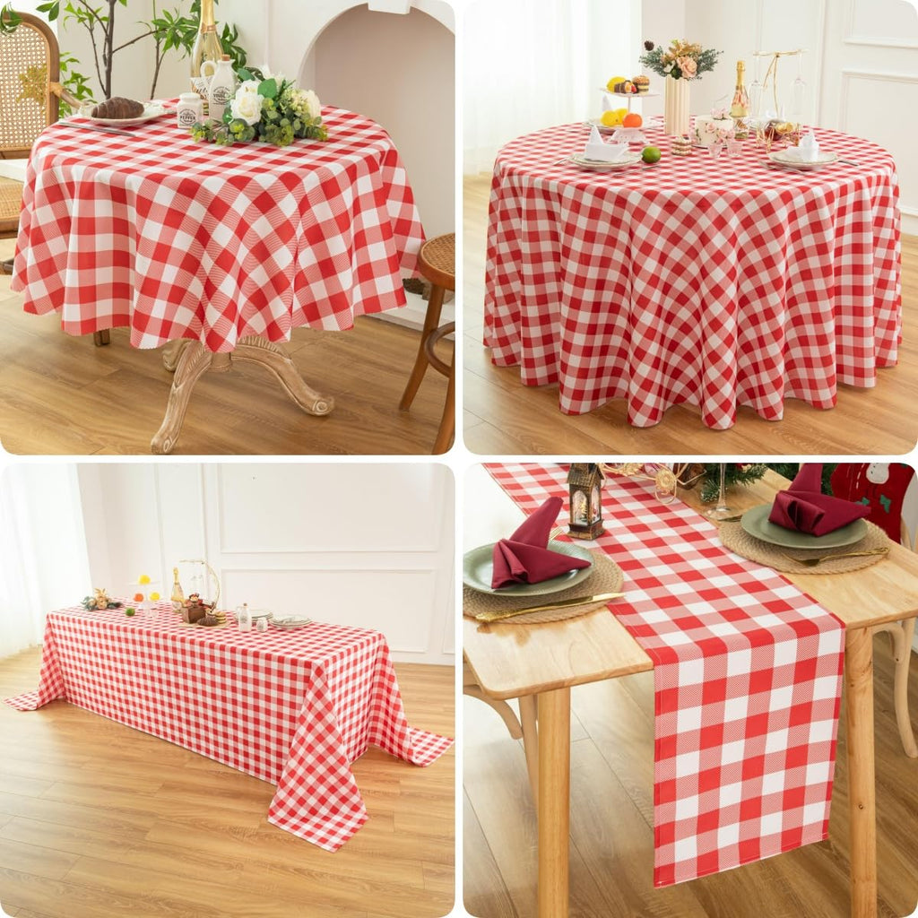 Waterproof Checkered Tablecloth Fabric - Rectangle 58x84 Inch Classic Gingham Buffalo Plaid Table Cloth for