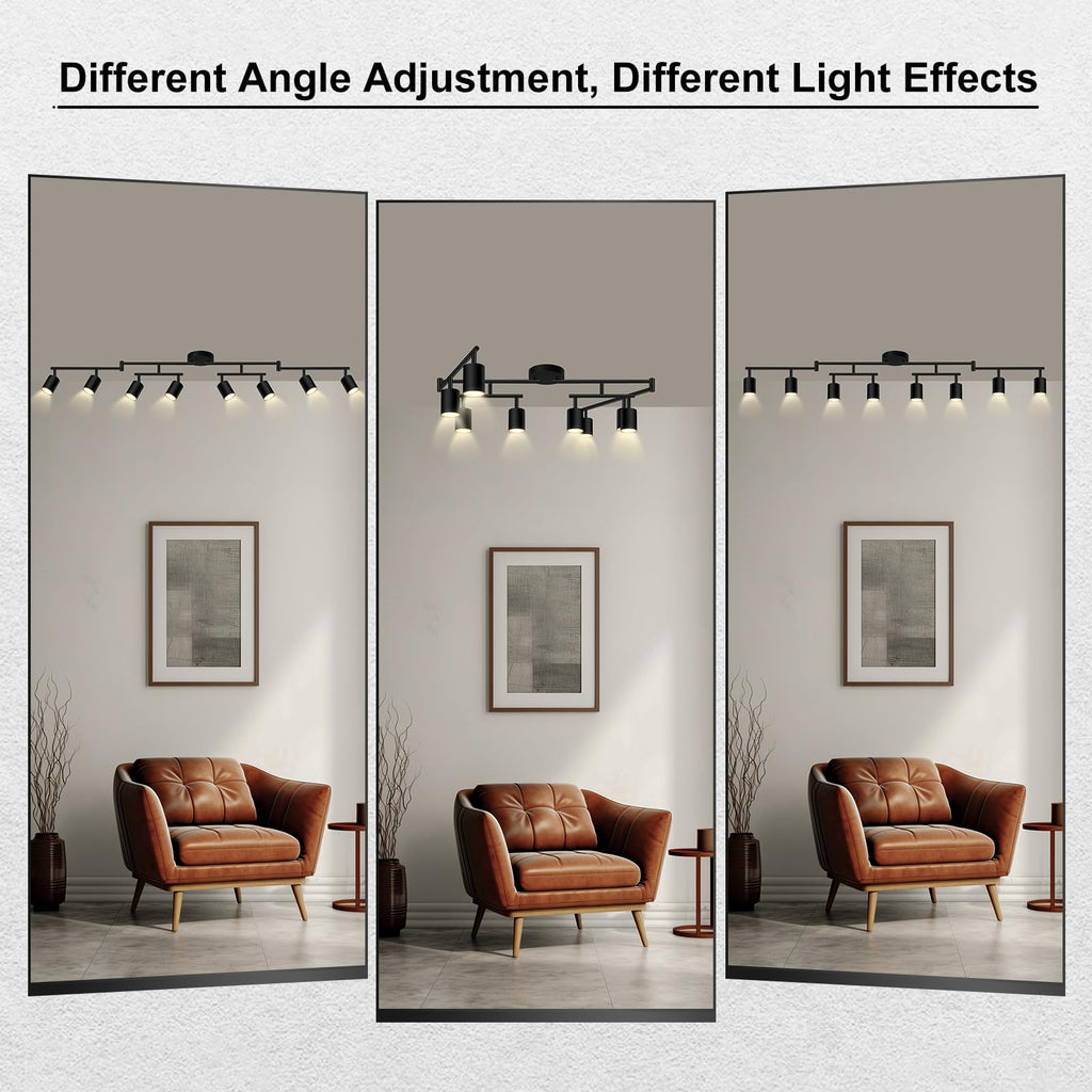 8 Light Track Lighting Fixtures Ceiling, Matte Black Kichen Track Lighting Fixtures, Rotatable Light Heads