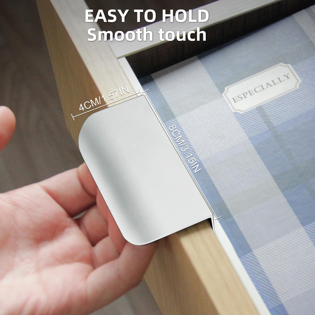 5 Pack Adhesive Edge Finger Pulls for Cabinets White 3.15" Length