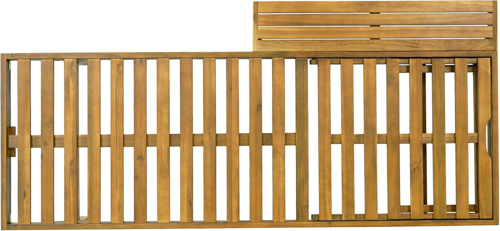 Acacia Wood Chaise Lounge Chair Set of 2, Double/Single Outdoor Sunbathing Pool Lounger, Patio Wooden Adjustable