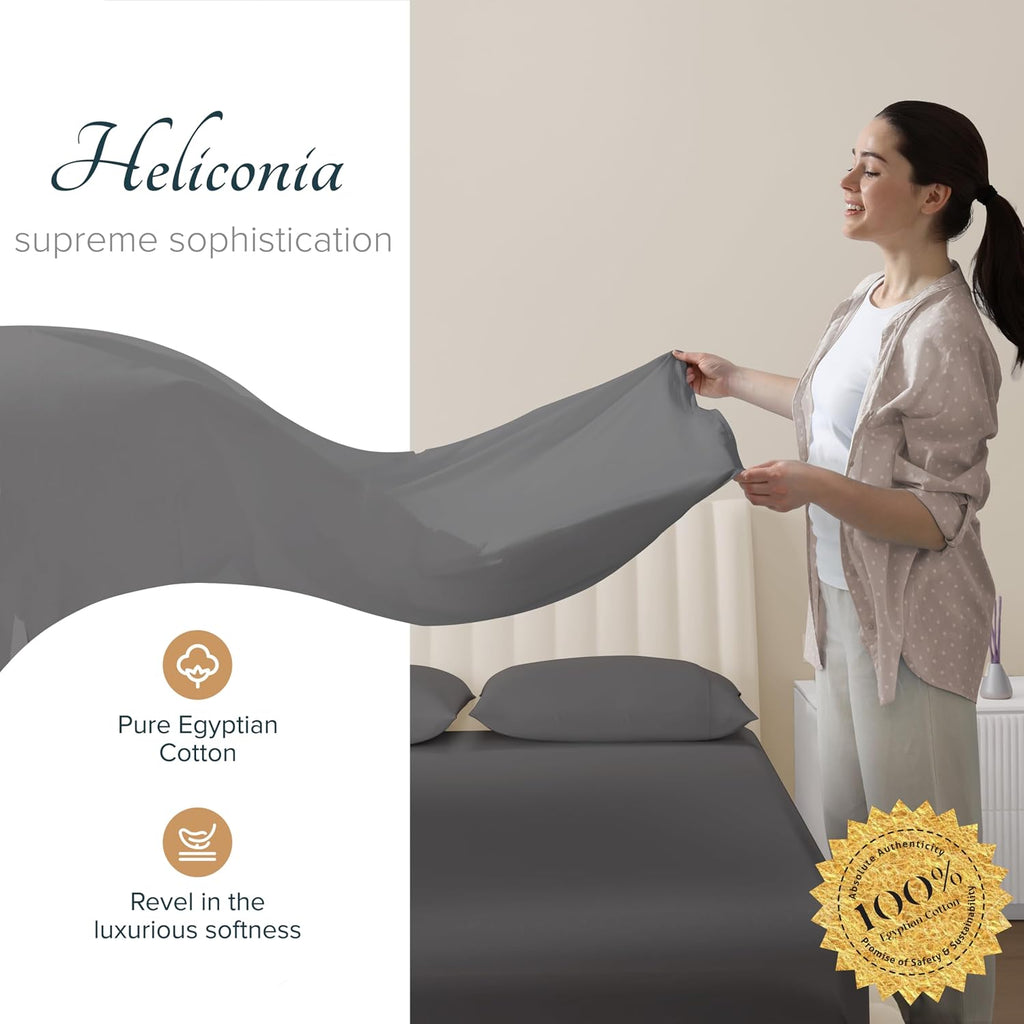 Bed Sheets - Luxury 1500 Series 100% Egyptian Cotton High Thread Count Bed Sheets (4 PC, Dark Grey