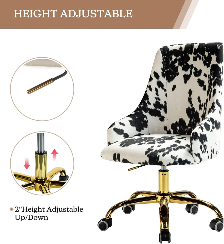 Upholstered Desk Chair Modern Armless with Wheels, Adjustable Swivel Fabric Task Chair for Living Room, Bedroom