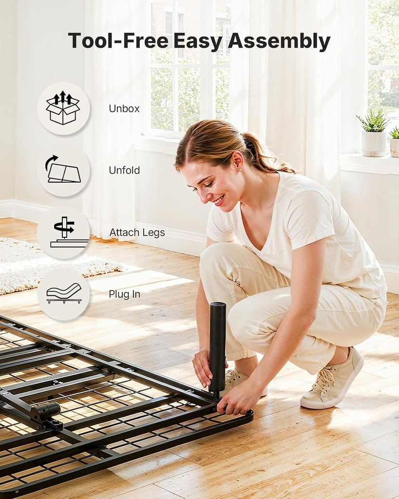 Amada Queen Adjustable Bed Frame with Head and Foot Incline, Quiet Motor