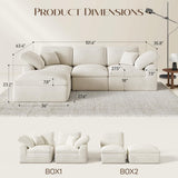 Cloud Sectional Couches for Living Room, 4 Seater Cloud Modular Couch, Boneless Comfy Sofa for Apartment