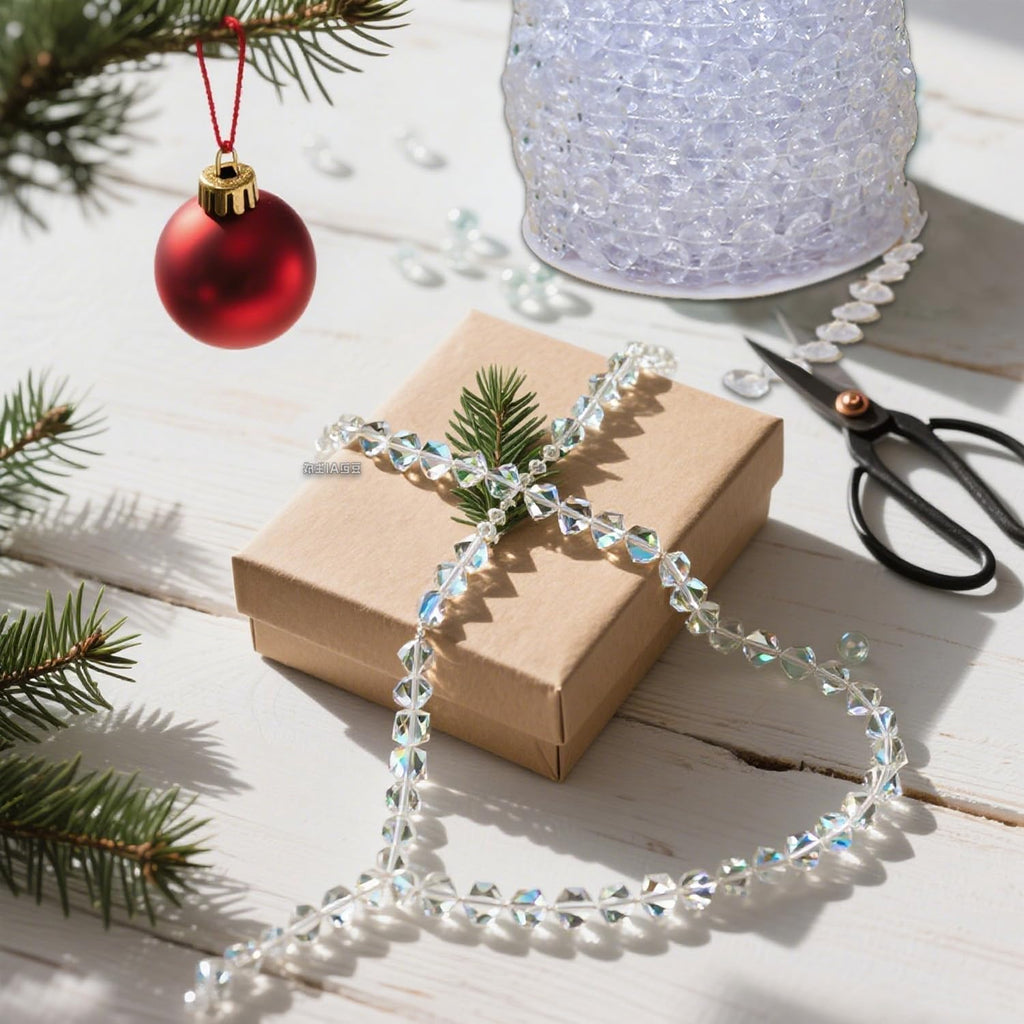 99ft Clear Bead Garland, Clear Acrylic Crystal Strand Roll for Christmas Tree, Hanging Ornaments, Holiday Home Décor