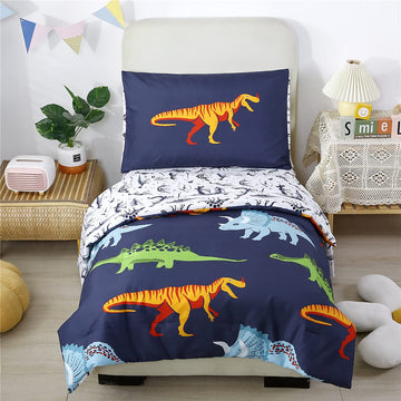 4-Piece Toddler Bedding Set Cartoon Jurassic Dinosaur Print Boys