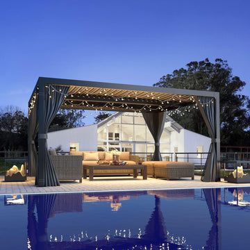 Louvered Pergola 10x12, Outdoor Rustproof Shelter with Adjustable Roof