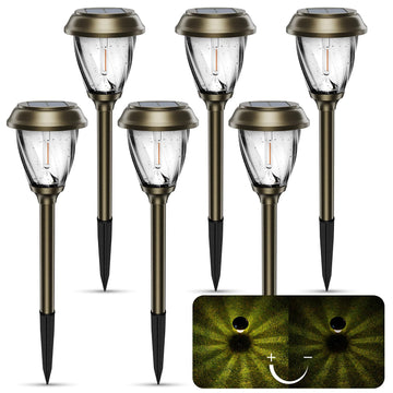 Solar Pathway Lights Outdoor 6 Pack, 2 Lighting Modes Garden Lights